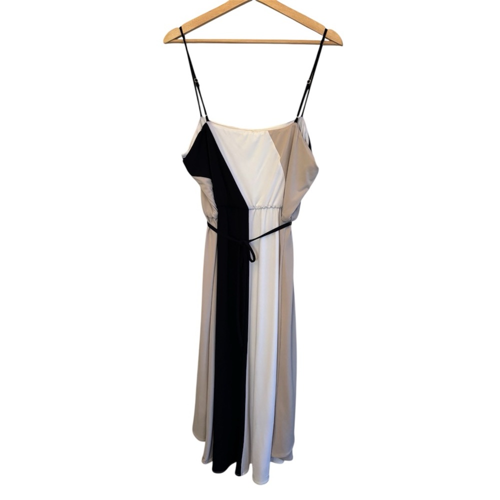 Calvin Klein Black, White & Taupe Colorblock Spaghetti-Strap Midi Dress - Picture 2 of 3